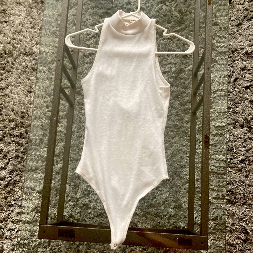 Seamless white fabric body suit (Abercrombie and Fitch)